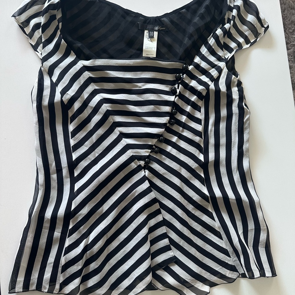 Les Copains Black and White Striped Blouse